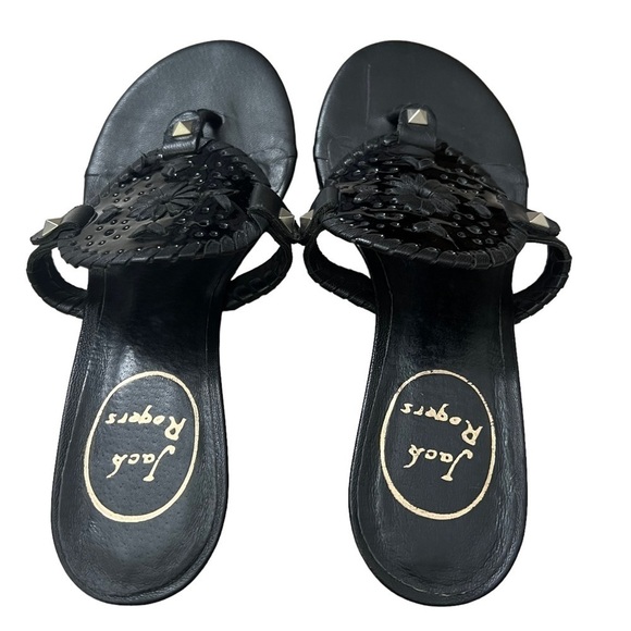 Jack Rogers Women’s Black Wedge Sandals with studs Size 6 - Picture 3 of 8